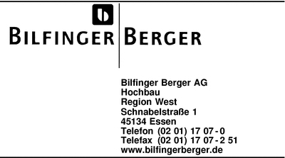 Bilfinger Berger AG Ndl. Hochbau Essen