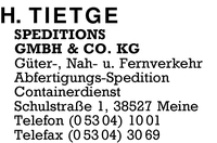 Tietge Speditions GmbH & Co. KG, H.