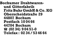 Bochumer Drahtwaren- u. Gitterfabrik Fritz Buhr GmbH & Co. KG