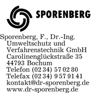 Sporenberg Umweltschutz und Verfahrenstechnik GmbH, Dr. Ing. F.