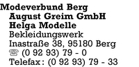 Modeverbund Berg August Greim GmbH, Helga Modelle