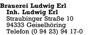 Brauerei Ludwig Erl, Inh. Ludwig Erl