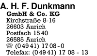 Dunkmann GmbH & Co. KG Verlag der Ostfriesischen Nachrichten, A. H. F.