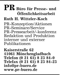 Bro fr Presse- und ffentlichkeitsarbeit Ruth H. Witteler-Koch