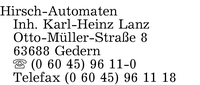 Hirsch Automaten, Inh. Karl-Heinz Lanz