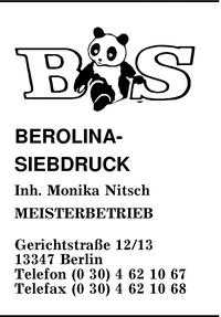 Berolina Siebdruck, Inh. Monika Nitsch