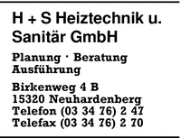 H + S Heiztechnik u. Sanitr GmbH