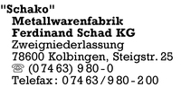 Schako Metallwarenfabrik Ferdinand Schad KG