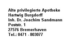 Alte privilegierte Apotheke Hartwig Burgdorff Inh. Dr. Joachim Sandmann