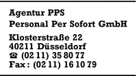 Agentur PPS, Personal Per Sofort GmbH