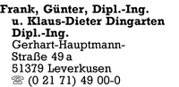 Frank u. Dipl.-Ing. Klaus-Dieter Dingarten, Dipl.-Ing. Gnter