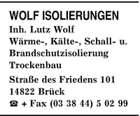 Wolf Isolierungen, Inh. Lutz Wolf