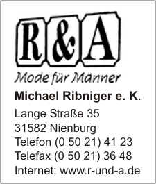 R & A Mode fr Mnner Ribniger e. K.