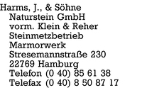 Harms & Shne Naturstein GmbH vorm. Klein & Reher, J.