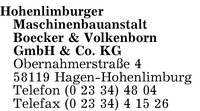 Hohenlimburger Maschinenbauanstalt Boecker & Volkenborn GmbH & Co. KG