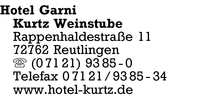 Hotel Garni, Kurtz Weinstube