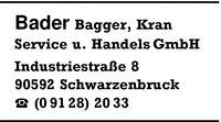 Bader Bagger, Kran Service und Handels-GmbH