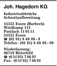 Hagedorn Joh., KG