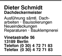 Schmidt, Dieter, Dachdeckermeister