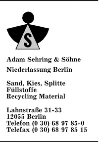 Sehring, Adam & Shne, Niederlassung Berlin