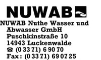 NUWAB Nuthe Wasser und Abwasser GmbH