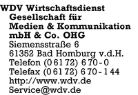 WDV Wirtschaftsdienst Gesellschaft fr Medien und Kommunikation mbH & Co. oHG