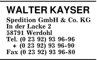 Kayser Spedition GmbH & Co. KG, Walter