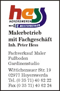 Malerbetrieb mit Fachgeschft Peter Hess